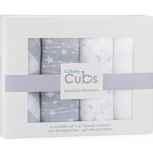 NWT Comfy Cubs Swaddle Blankets x 4